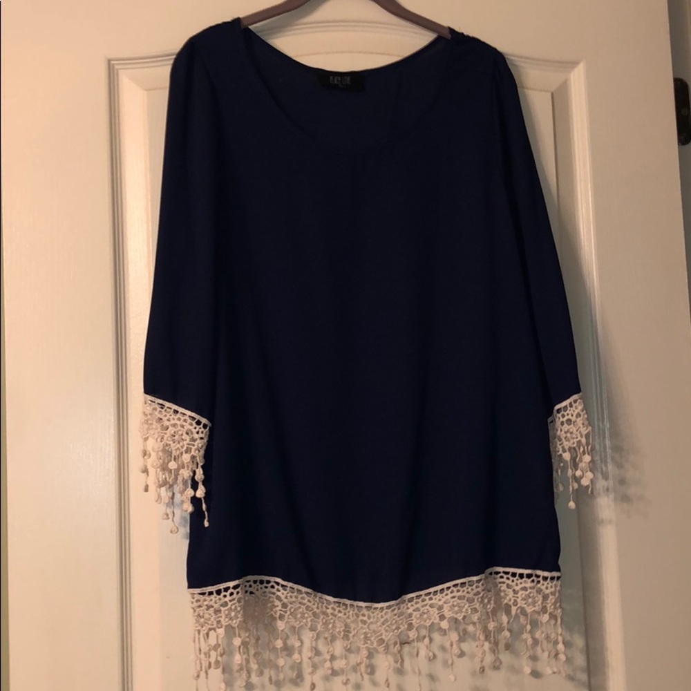 Navy with lace tunic